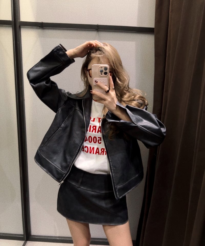 vintage leather jacket/charcoal black | Nalm.