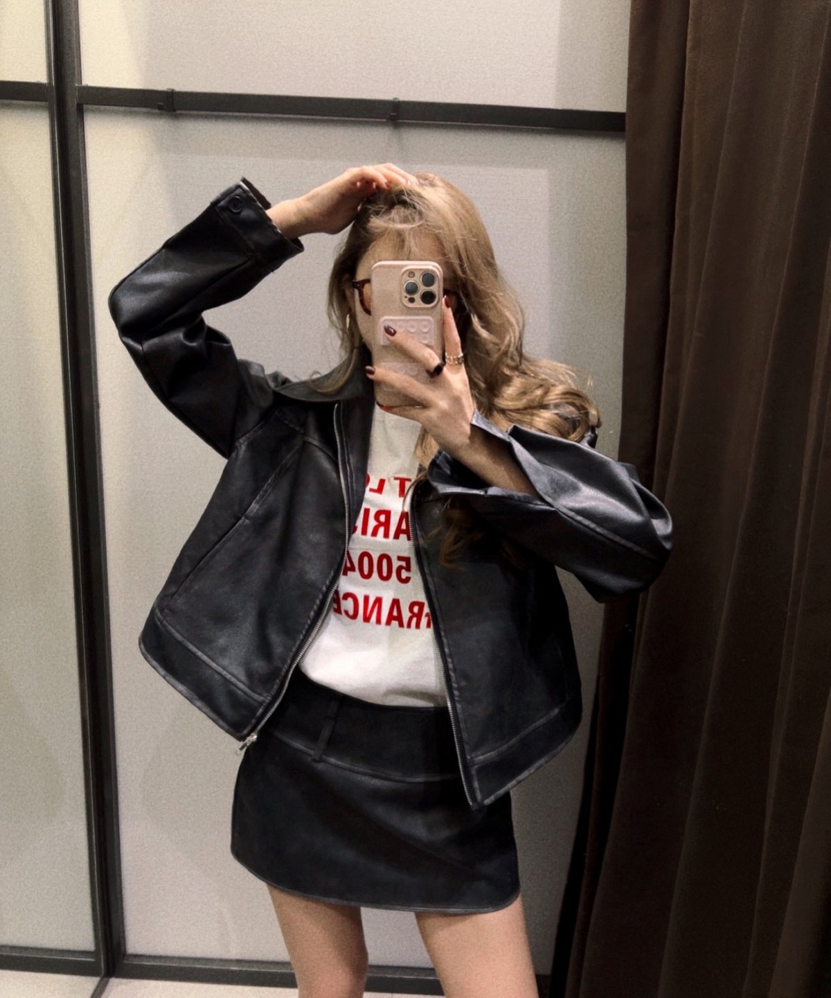 vintage leather jacket/charcoal black | Nalm.