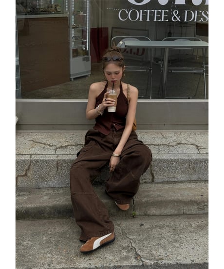 volu over cargo pants /brown