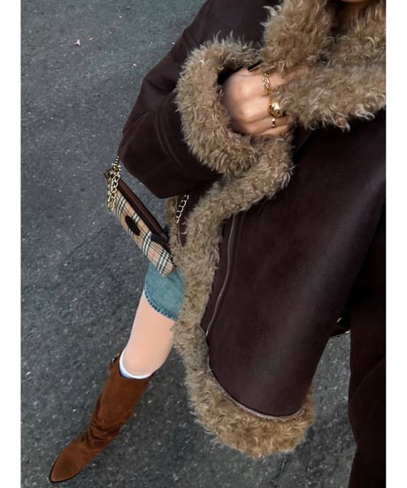 vintage mouton jacket (dark brown)