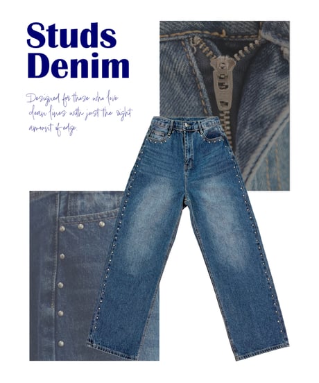 【7/14再入荷】 studded loose denim