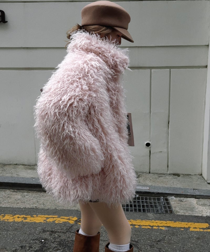 milk pink teddy jacket | Nalm.