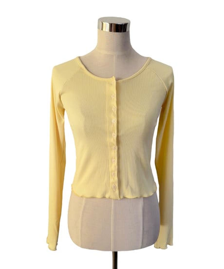 u-neck slim cardigan/yellow