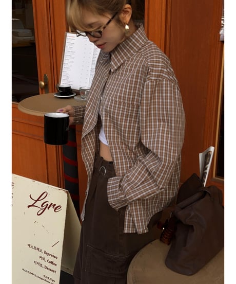 coffee brown checked shirt