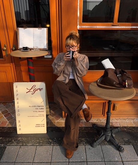 coffee brown checked shirt