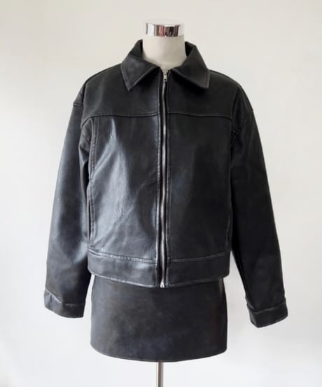vintage leather skirt/charcoal black