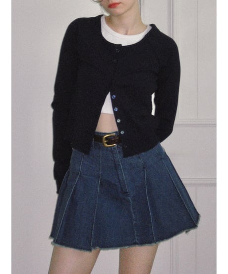 u-neck slim cardigan/navy