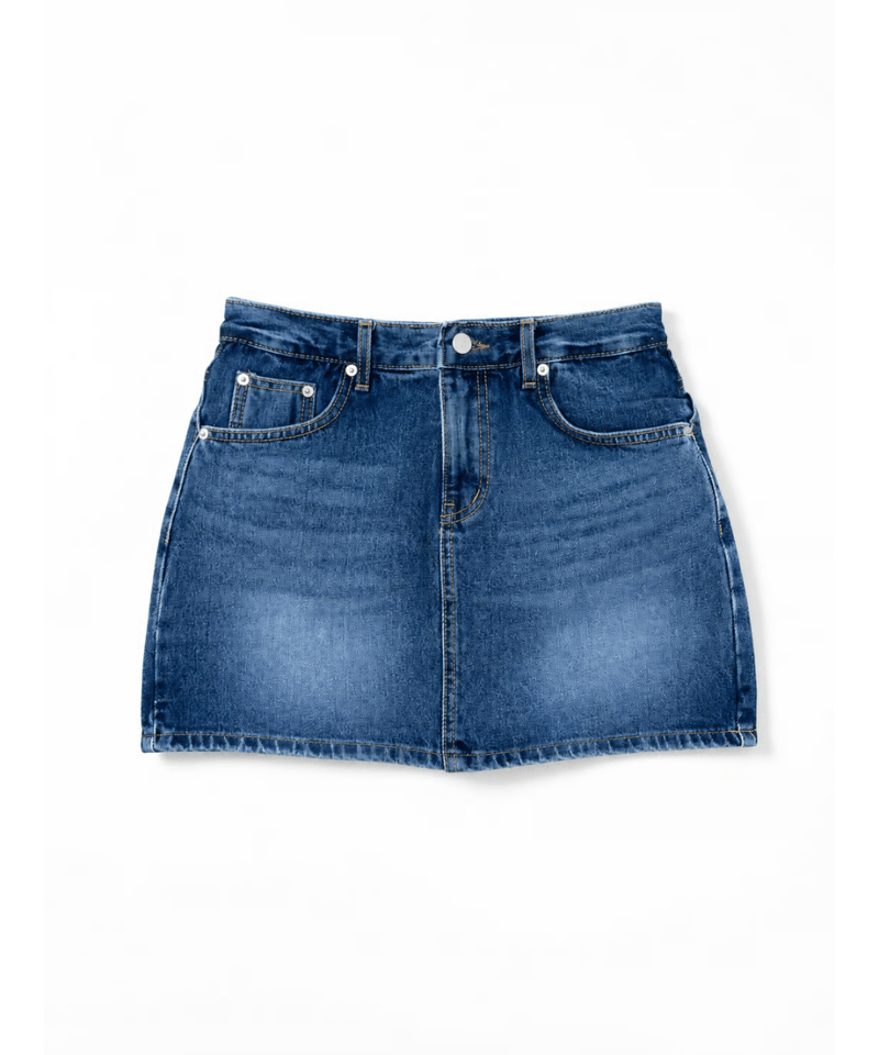 girls happy denim skirt / vintage wash blue |