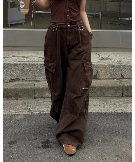 volu over cargo pants /brown