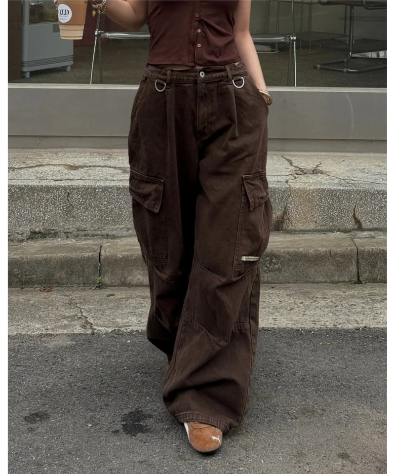 Nalm. volu over cargo pants /brown デニム 再入荷】volu over cargo pants /brown | Nalm.