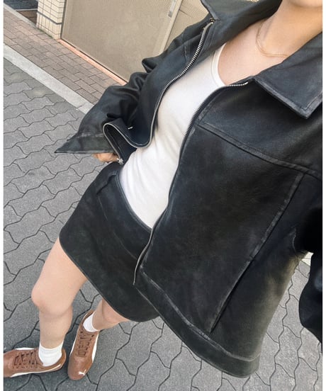 vintage leather jacket/charcoal black