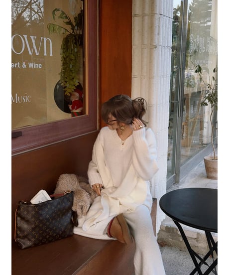 marshmallow knit set up / white