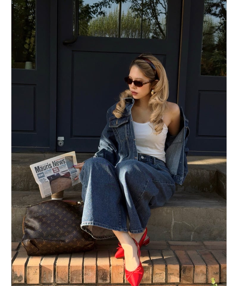 girls happy list denim jacket / vintage wash bl