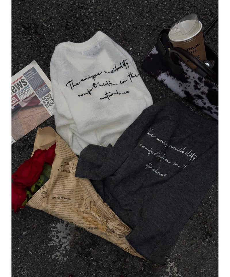 lettering mohair cardigan / ivory | Nalm.