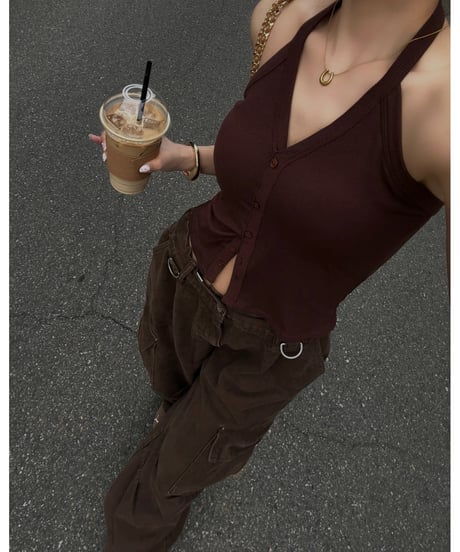 volu over cargo pants /brown