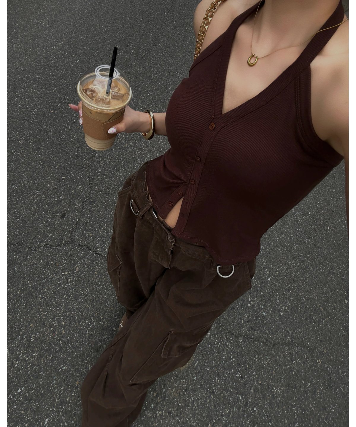 パンツ volu over cargo pants /brown Nalm. volu over cargo