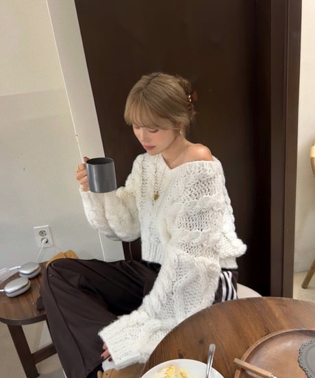 ハンドメイドニット/white