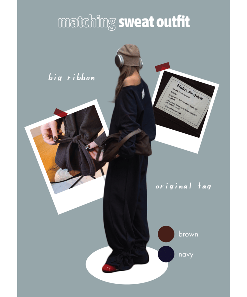トップス drawstring sweat set-up / brown pre再入荷】drawstring sweat set-up / brown | Nalm.