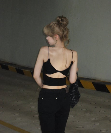 open-back cami top /black
