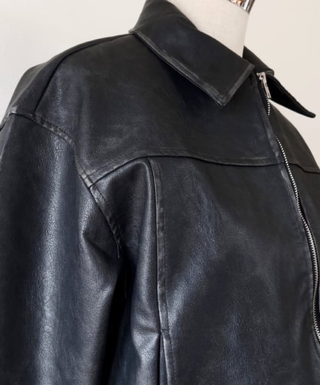 vintage leather jacket/charcoal black