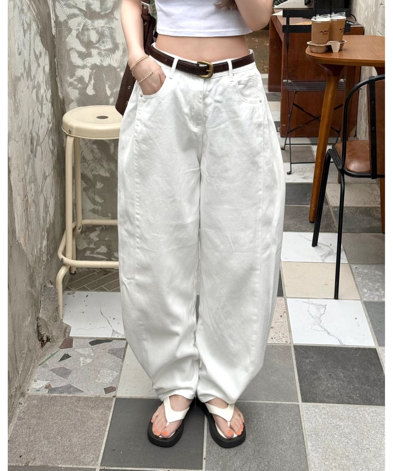TOO organic cotton white denim pants 白 2way shift white denim | Nalm.