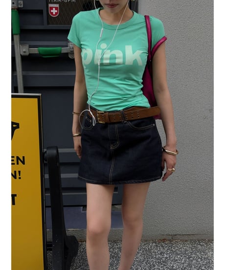 girls happy denim skirt  / deep indigo