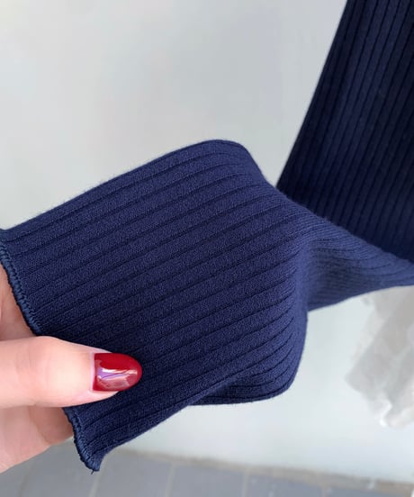 u-neck slim cardigan/navy