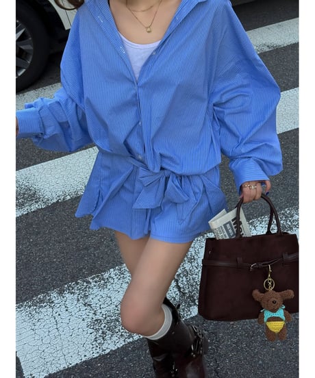 city striped shirt set-up / blue