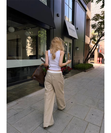 【予約】layered cotton cozy pants / beige