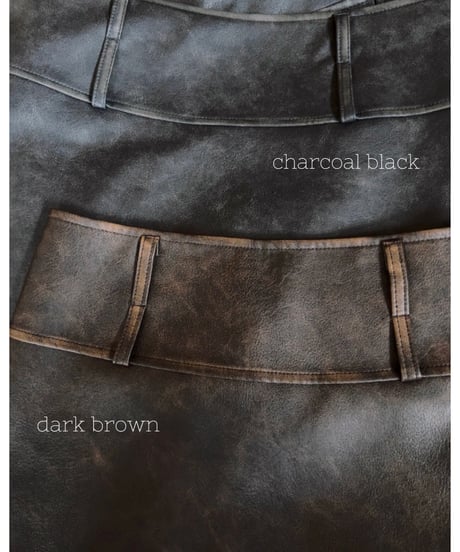 vintage leather skirt/dark brown
