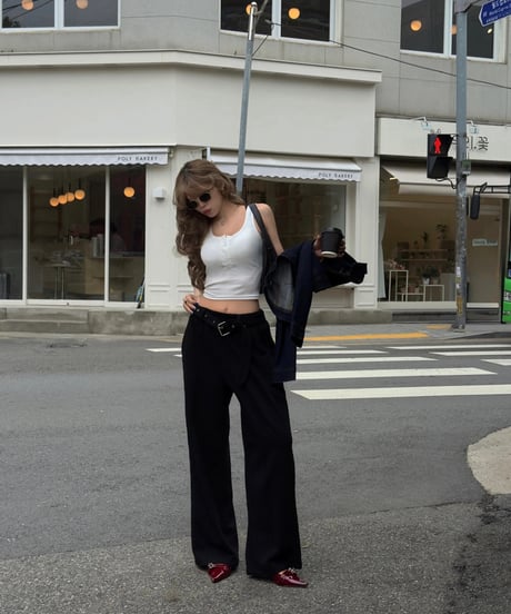 【Nalm.】belted sweat pants /black