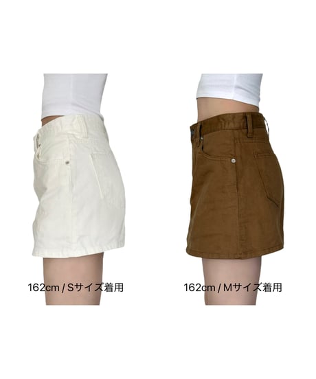 classic  denim mini skirt / camel