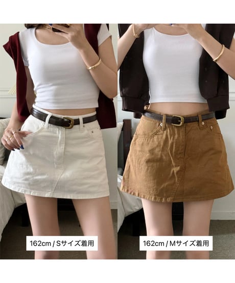 classic  denim mini skirt / camel