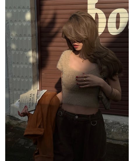 fuzzy shaggy knit tops