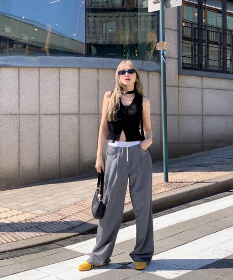 bicolor striped slacks