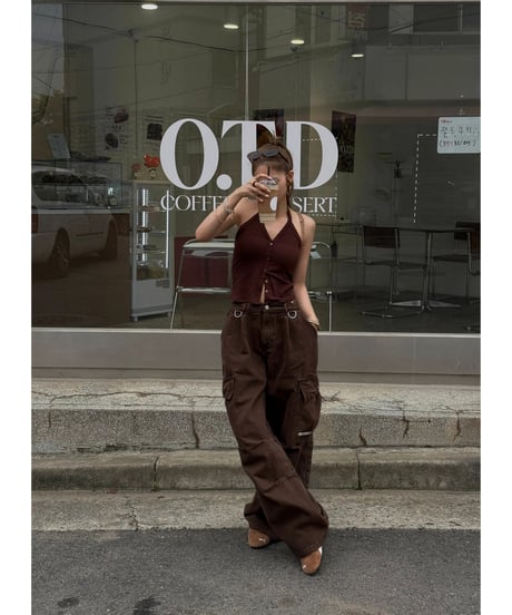 volu over cargo pants /brown