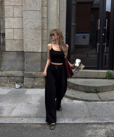 【Nalm.】belted sweat pants /black