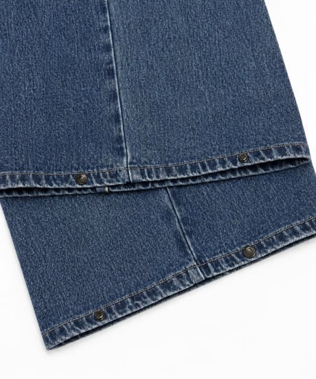 girls happy list denim pants / vintage wash blue