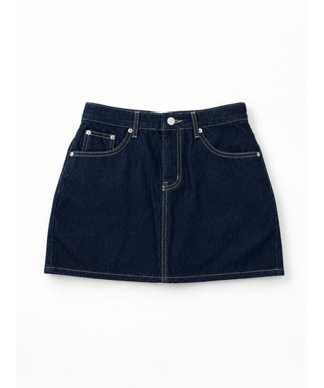 girls happy denim skirt  / deep indigo