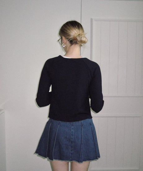 u-neck slim cardigan/navy