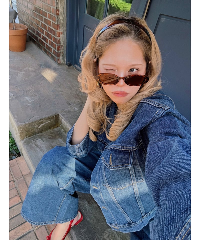 girls happy list denim jacket / vintage wash bl