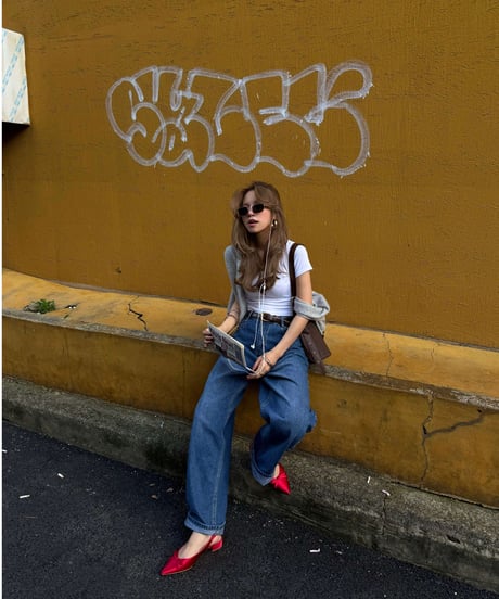 【7/14再入荷】 studded loose denim