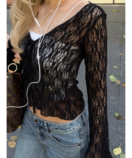 flare lace cardigan