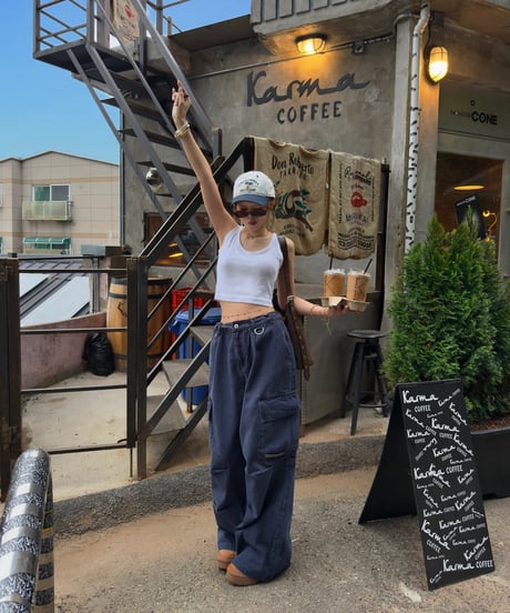 volu over cargo pants /navy