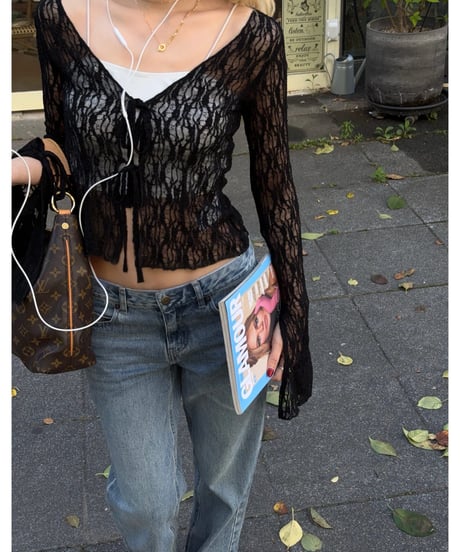 flare lace cardigan