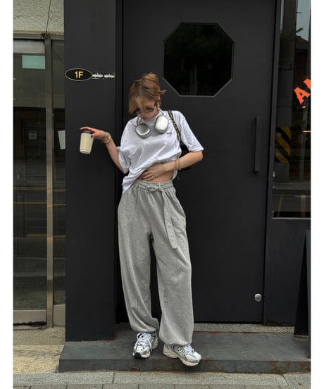 【Nalm.】belted sweat pants /gray
