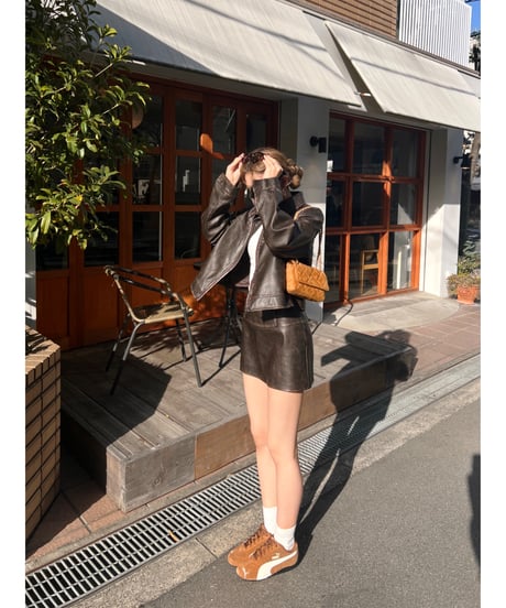vintage leather skirt/dark brown