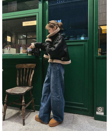 【再入荷】barrel leg wide denim / vintage blue