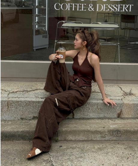 V-neck halter cami /brown