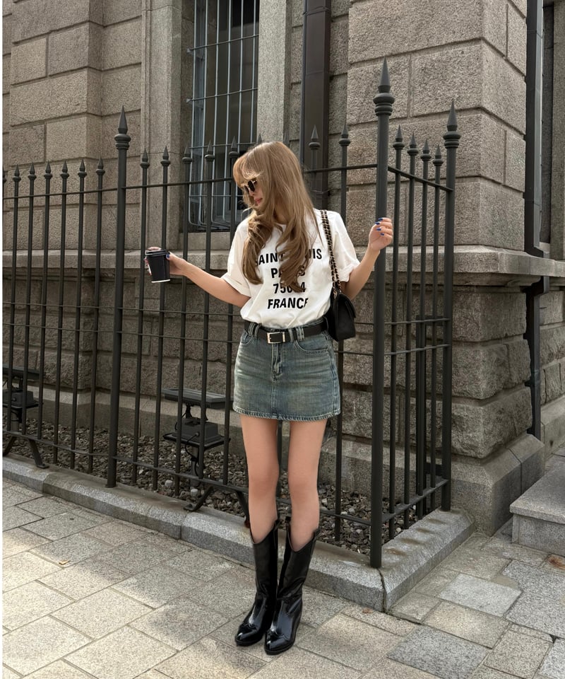 belt-set】vintage denim mini skirt | Nalm.